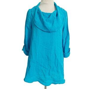 Yushi Size Small  Top Blouse Cowl Neck Lagenlook Boho Artsy